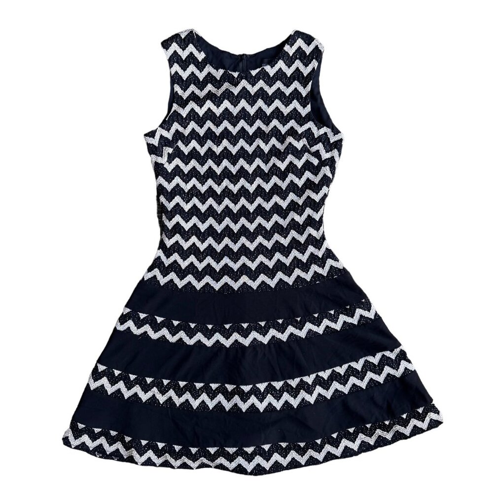 Betsy Adam Cocktail Dress Womens‎ 10 Chevron Sequin Drop Waist Fit Flare Whimsy